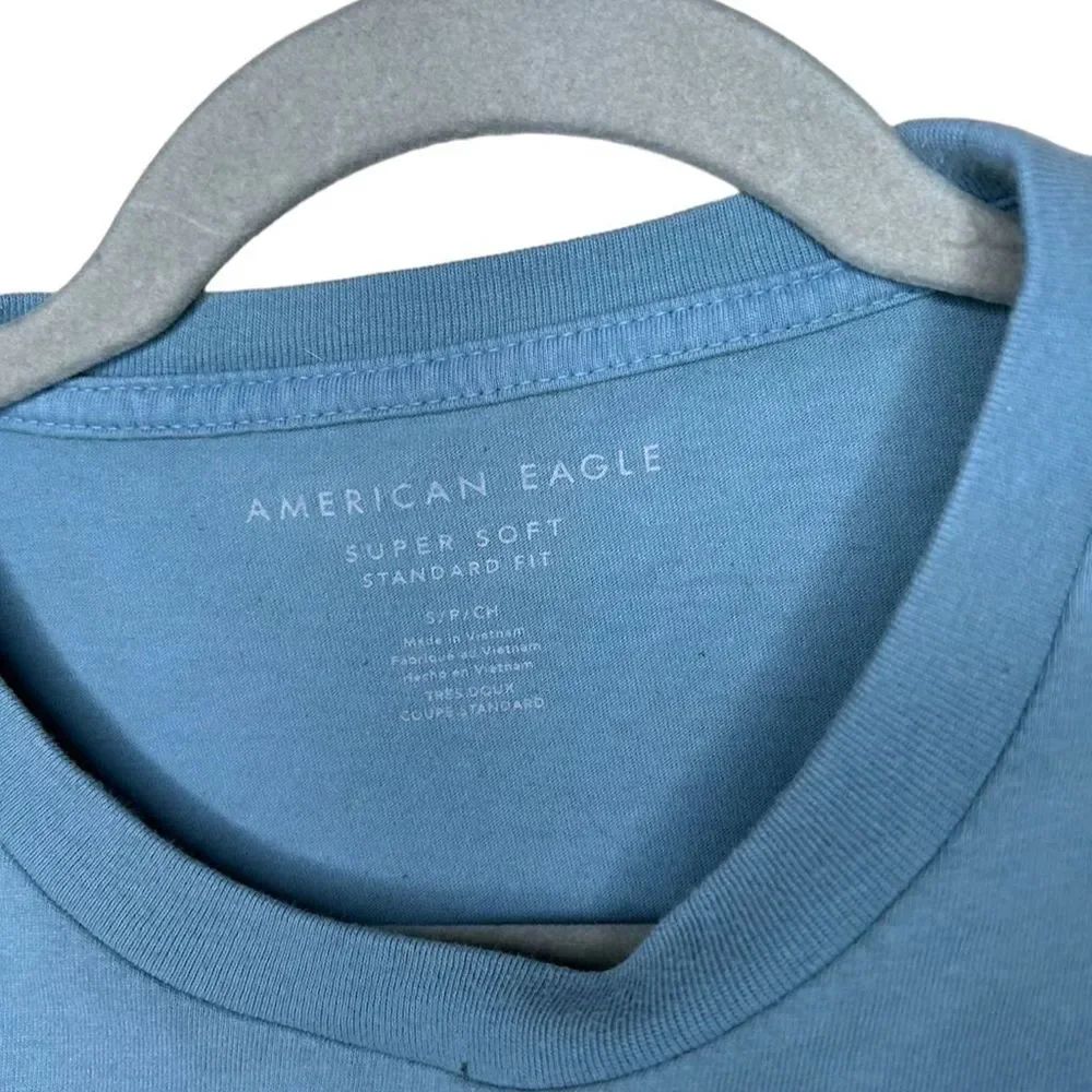 American Eagle Dip-Dye Graphic Tee Unisex Blue Crew Neck Short Sleeve T-Shirt S